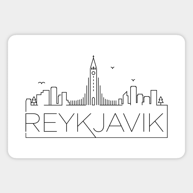 Reykjavik Minimal Skyline Magnet by kursatunsal